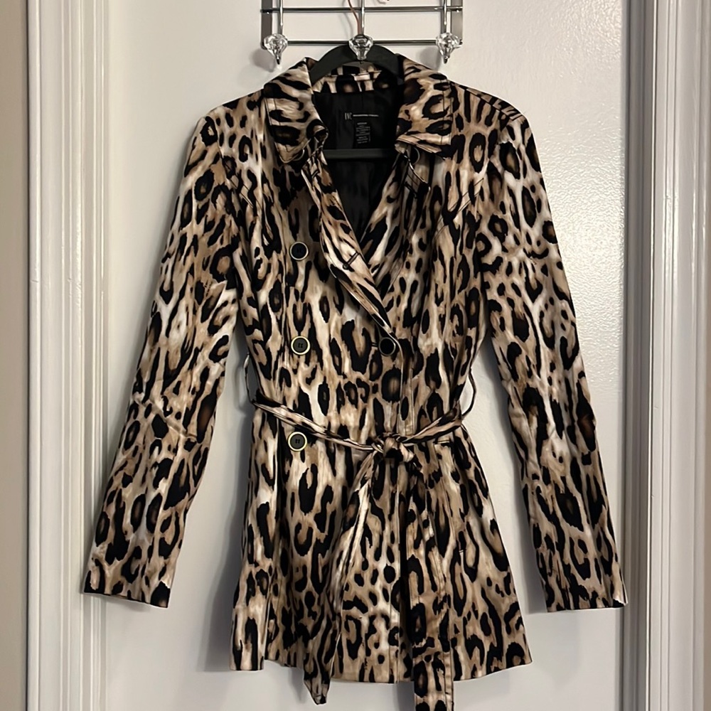 Inc leopard print trench coat - Size M